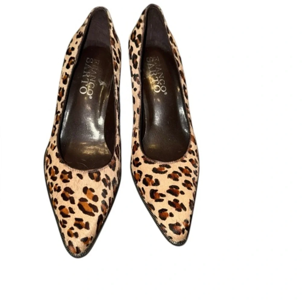 Franco Sarto | Women's Tan Brown Leopard Print Leather Calf Hair Heels Sz 7.5‎ m